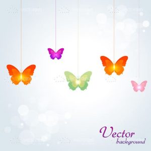 Abstract vector background with hanging butterflies